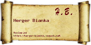 Herger Bianka névjegykártya